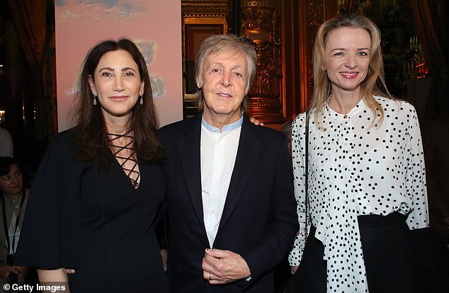 Ms. Arnault, a mother of two, (right) who begins her new role on February 1, has been executive vice president of Louis Vuitton since 2013 and was previously managing director of Dior.  Ms Arnault is pictured with Paul McCartney (centre) and his wife Nancy Shevell (left) in 2019