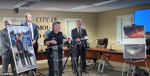 Pictured: Police hold a conference revealing details of the incident that took place at the Mount Dora retirement complex on December 31.