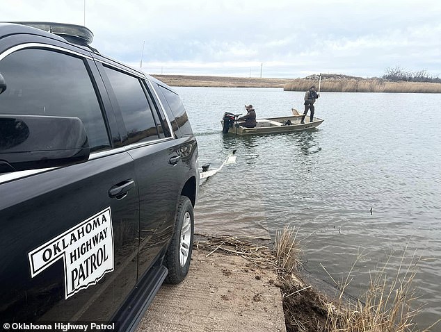 The Oklahoma Highway Patrol and the Oklahoma State Bureau of Investigation have deployed infrared helicopters, four-wheelers, boats and ground personnel to search the surrounding area, according to OHP Trooper Eric Foster.