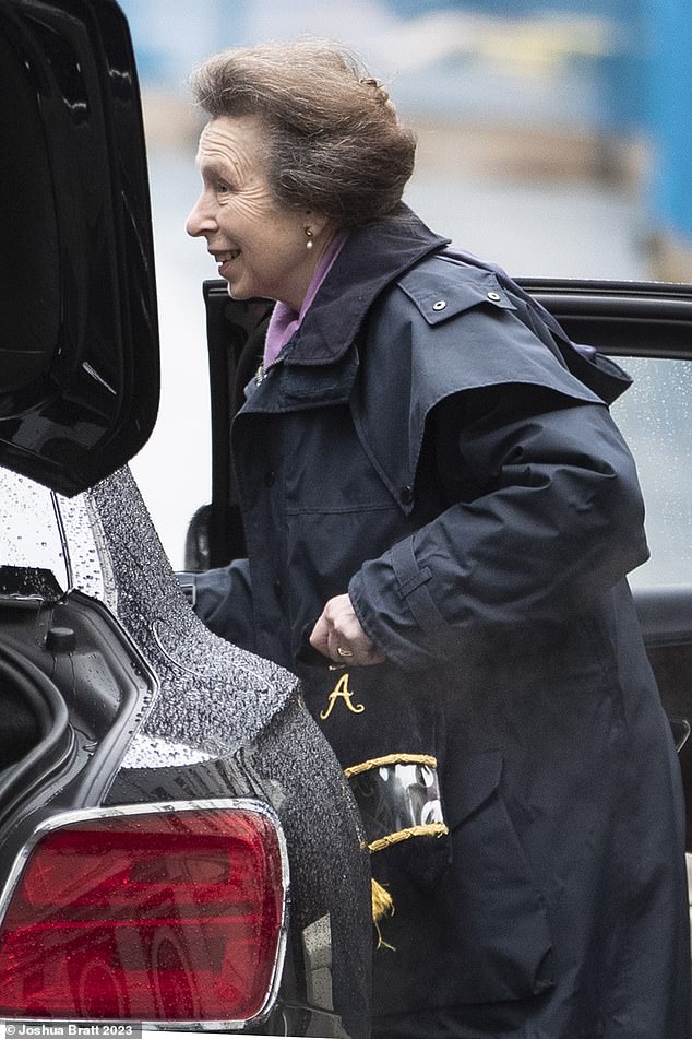 Princess Anne (pictured today in London) was ranked the most popular royal in a YouGov survey