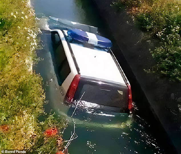 It's the CARPS!  At an unknown location, police were seen making a splash in a move that apparently took fishing very seriously.