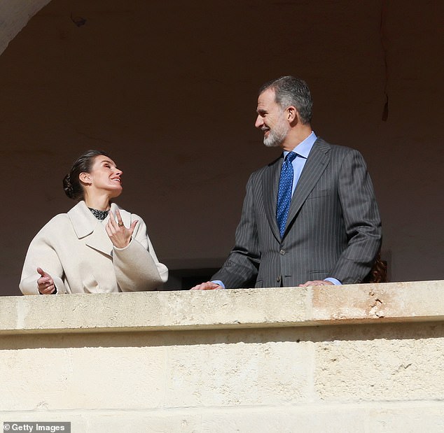 The couple stopped for a minute to enjoy the view from the upper parts of the museum during their visit.