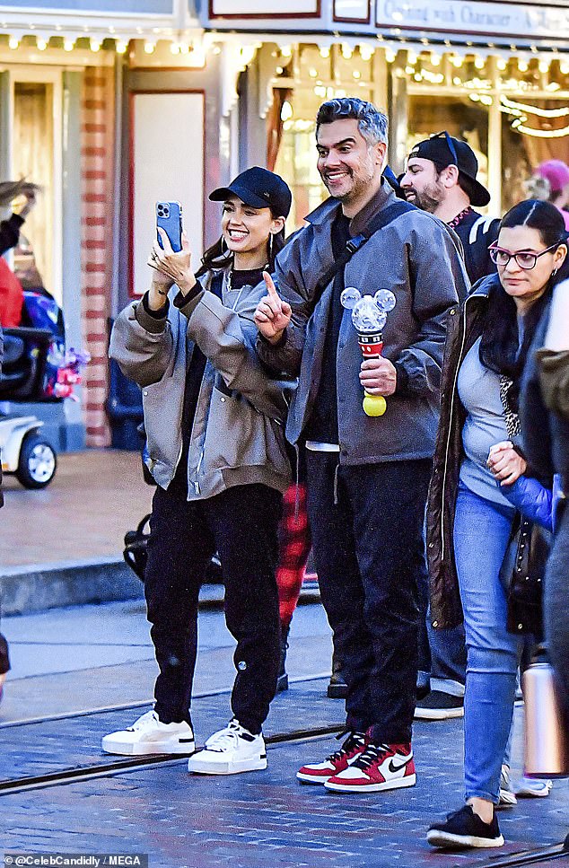 The happiest place on earth;  Jessica was joined by her handsome husband Cash, 44, and her three children: Honor, 14, Haven, 11, and Hayes, who just turned five.