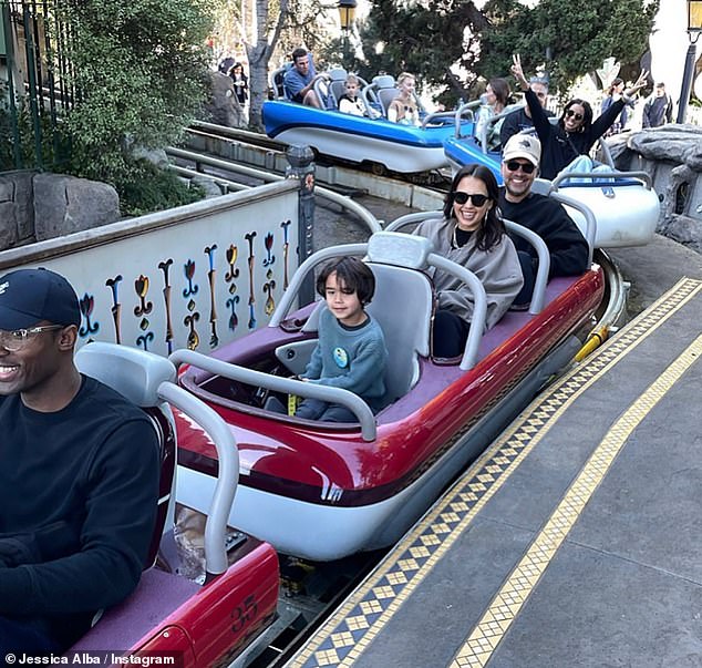 On a ride: Alba shared a couple more photos when they got on the rides, including one of the Matterhorn