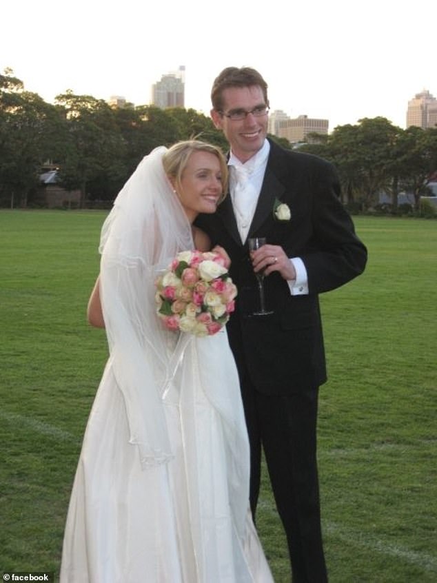 Perrottet (pictured on his wedding day to wife Helen) said he had spoken with Jewish community leaders before Thursday's news conference.