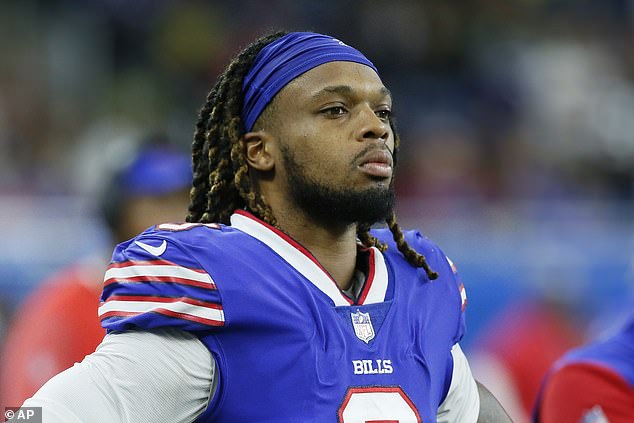 Buffalo Bills safety Damar Hamlin watches during the second half of an NFL football game against the Cleveland Browns on November 20.