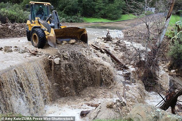 Powerful: A major cyclone hit California with up to seven inches (18 centimeters) of rain on Wednesday, the National Weather Service said, after tens of thousands of people received evacuation orders due to a barrage of storms that killed at least 17 people.