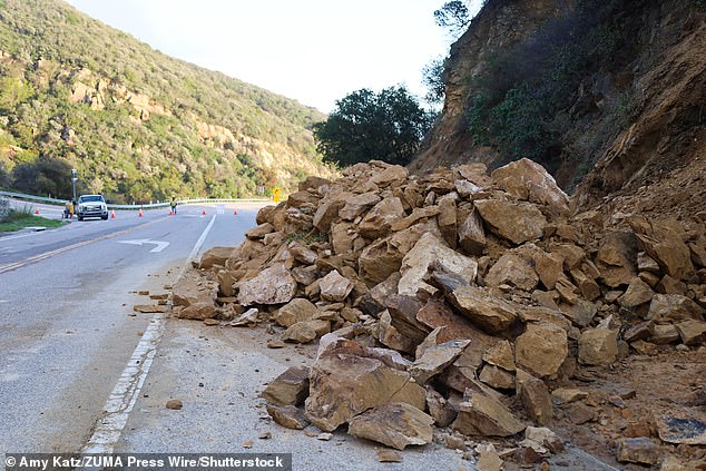 Terrifying: Torrential downpours caused flash flooding, closed key roads, downed trees and swept away drivers and passengers, including a 5-year-old boy who remains missing in central California, according to AP