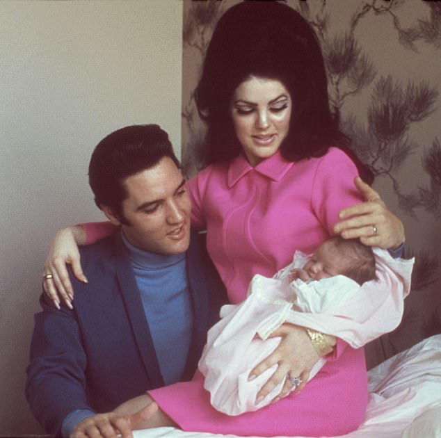 Girl: Lisa was born on February 1, 1968, the daughter of legendary rock 'n' roll singer Elvis Presley and his wife Priscilla;  pictured four days after he was born