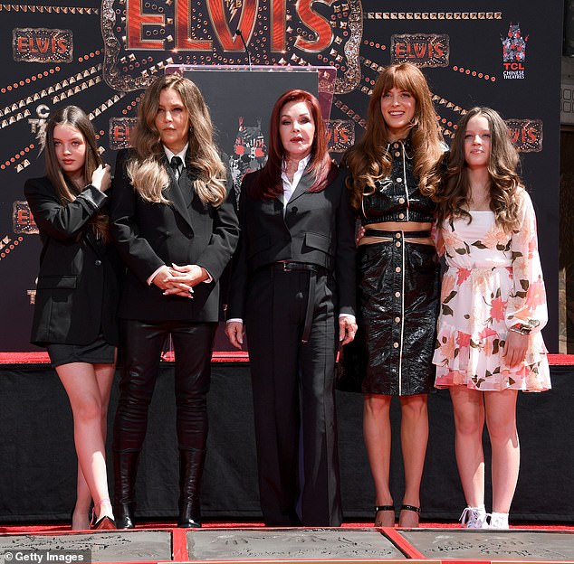 Family Pride: Lisa, her mother Priscilla and their three daughters came together to celebrate their family and their late father in 2002 following the release of Baz Luhrmann's acclaimed biopic Elvis.