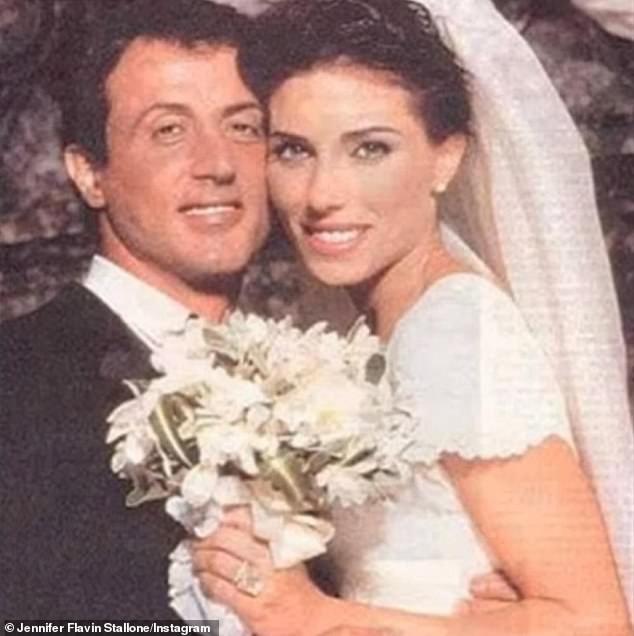 Article: Stallone and Flavin will celebrate their 26th wedding anniversary in May;  they are photographed during their special day in 1997