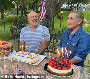 Yolanda's love: Bella's birthday slideshow included some photos of Yolanda with her boyfriend of five years Joseph Jingoli, 72