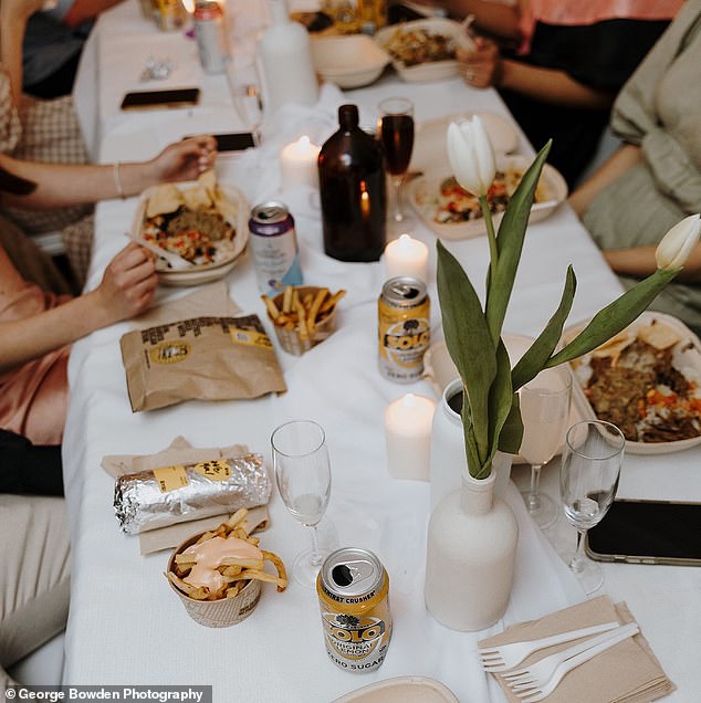 The newlyweds have been sharing their wedding photos of themselves and their guests enjoying burritos, nachos, chips and guacamole online.