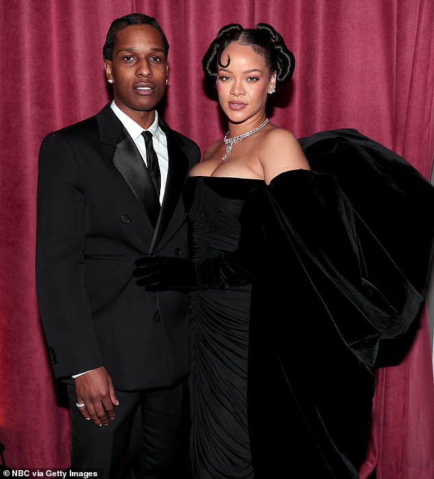 Go for the gold!  Rihanna attended the Golden Globes with her boyfriend A$AP Rocky