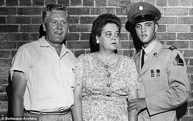 Elvis Presley with his parents before being sent to Germany for military service.