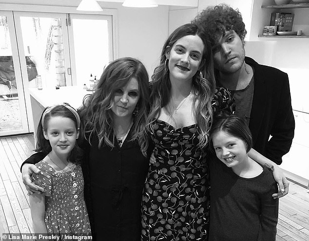 Lisa Marie Presley with her four children in 2019. She died of cardiac arrest on Thursday.