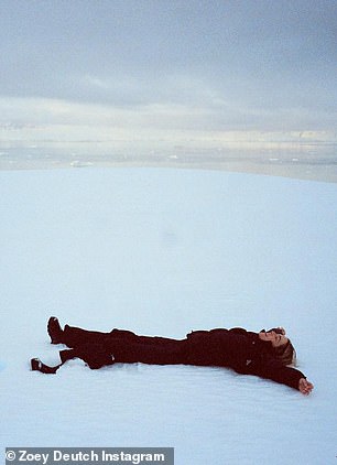 The actress made another go at a snow angel.