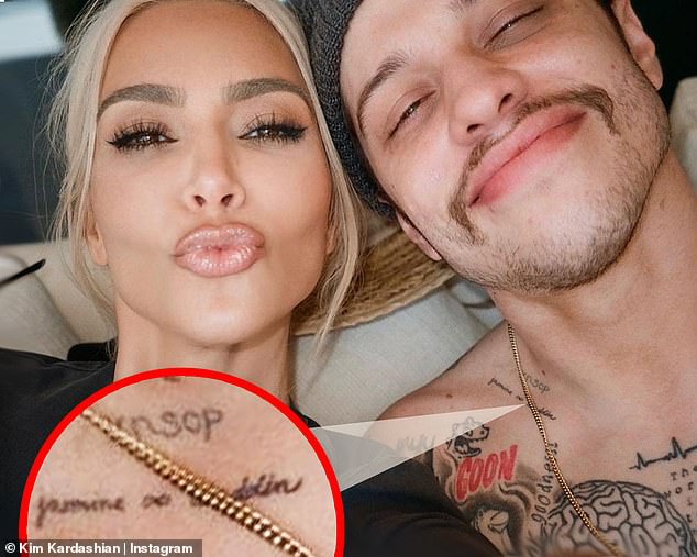 He also had what appeared to be the initials of Kim and his four children tattooed on his neck, 'KNSCP'.