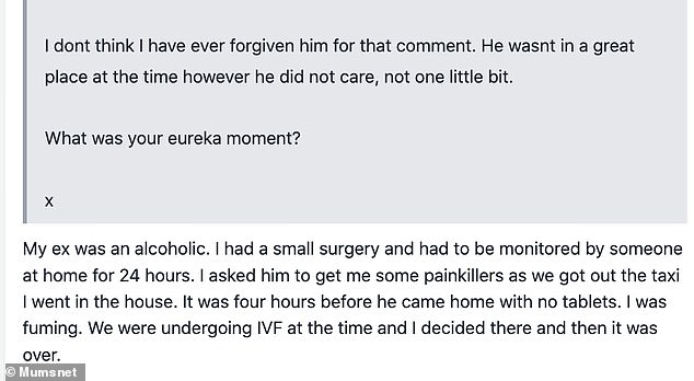 More women took to the comments to reveal their 'eureka moment' in their relationships with one claiming it was when her husband got 'a card' from an ex.