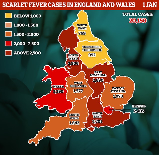 MailOnline analysis today shows the North West was the worst-hit region, recording close to 3,000 cases in December. It was followed by the East Midlands (2,890), South East (2,701) and London (2,405). The North East — the least affected area — recorded 769 over the same period