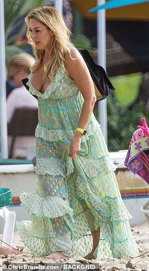 Elegant: While out, Claire has also been enjoying meals at the Mango Bay restaurant.