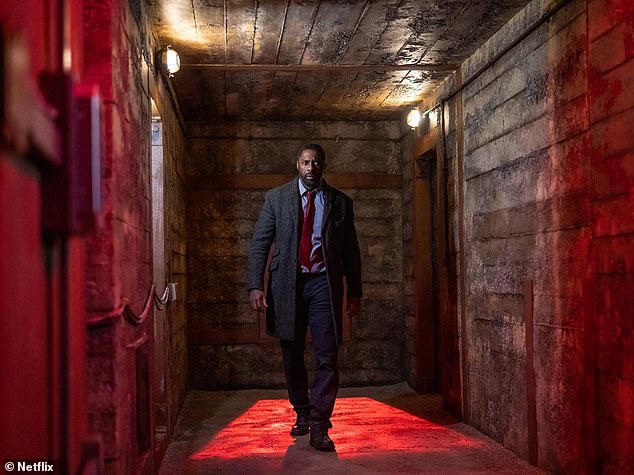 Tense: Netflix also shared new images of Idris, once again as DCI John Luther, who was last seen being sent to prison in the BBC's dramatic series finale.