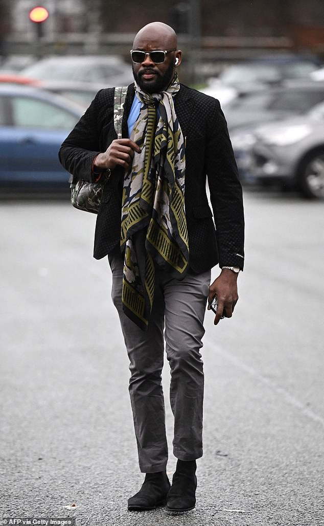 Mendy's friend and 'fixer' Louis Saha Matturie, 46, seen outside court yesterday