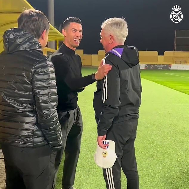 Ronaldo met Carlo Ancelotti, who managed him at Real Madrid from 2013 to 2015