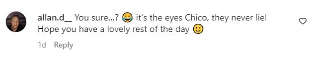 Cheeky: On Instagram he joked: 'Happy Thursday (seriously!)' while his fans responded: 'You could have fooled me';  'Insurance?'  and 'Just tell everyone it's your 'in focus' face