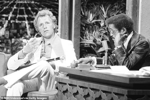 A celebrity: Seen left with Sammy Davis Jr, right, on The Tonight Show Starring Johnny Carson in 1979