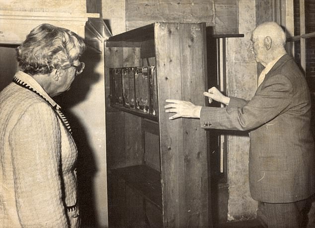 Anne and her family, including Father Otto, on the right, hid in an annex behind this bookcase.