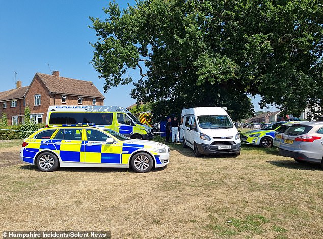 Police on the scene in Boltley Drive, Havant, after the alleged murder of Mr Fitzgerald