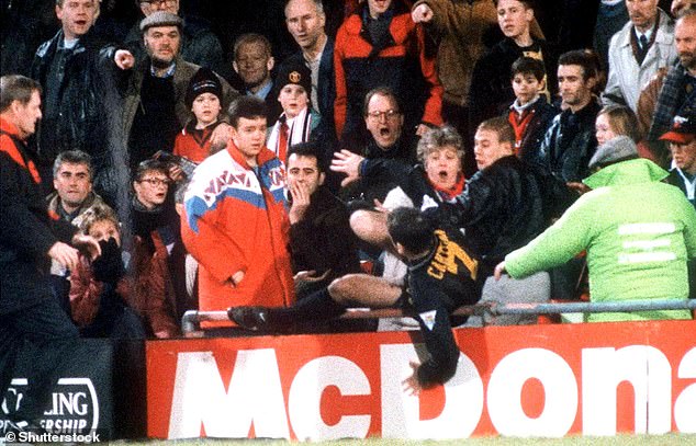 Cantona's kung-fu famer kicked a Crystal Palace fan at the game and received a nine-month ban for his actions.