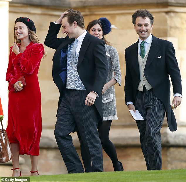 Daisy Jenks, Charlie van Straubenzee and Thomas van Straubenzee attend the wedding of Princess Eugenie and Jack Brooksbank at St George's Chapel on October 12, 2018 in Windsor.