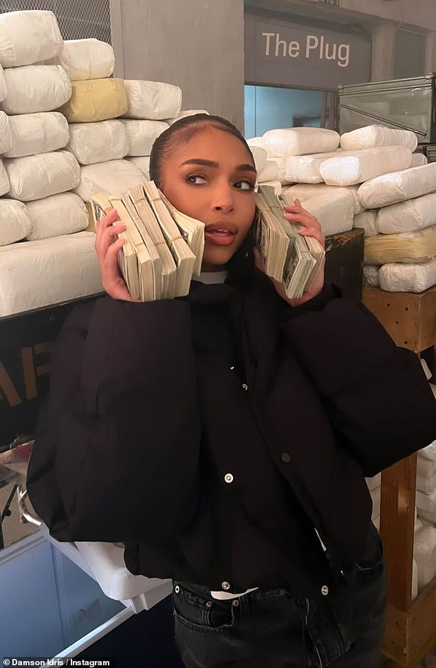 Playful: The new photo was shared on the actor's Instagram Stories, where he followed it up with a solo snap of Lori holding stacks of money to either side of her face