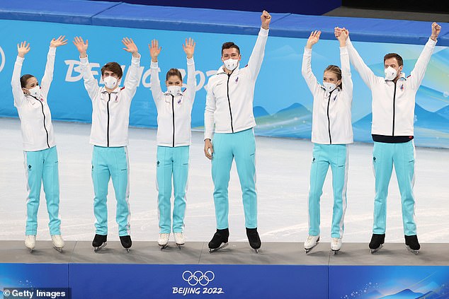 Valieva, left, had won team figure skating gold the day before her positive test was revealed.