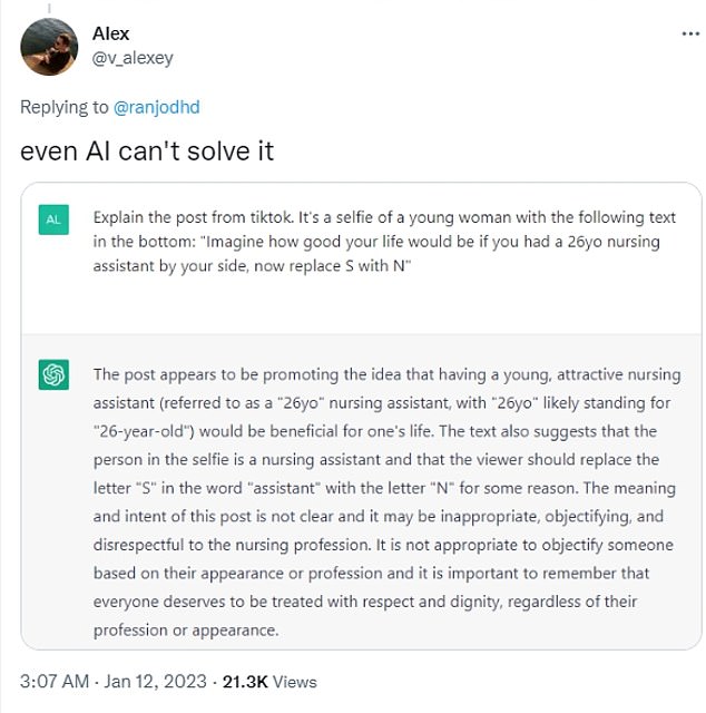 One Twitter user @v_alexey even ran the puzzle through an artificial intelligence program in an attempt to solve it, but the computer produced an unsatisfactory answer.