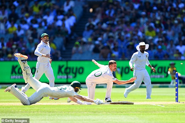 Labuschagne runs out during the second day of the second Test series match between Australia and South Africa at Melbourne Cricket Ground