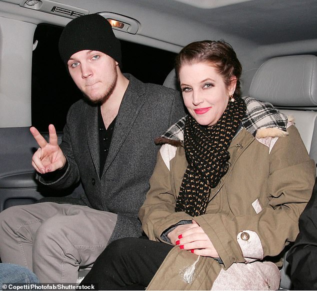 Heartbroken: Presley had made few public appearances in the wake of the suicide death of his son, Benjamin Keough, aged 27 in July 2020;  they are pictured together in January 2012