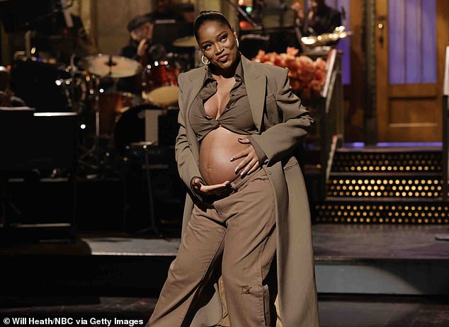 Epic: The multi-hyphenate star first revealed her bulge in December when she made her hosting debut on Saturday Night Live