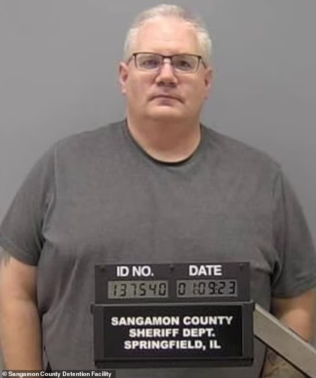 Peter Cadigan, 50, shown here, is being held on $1 million bail at the Sangamon County Jail