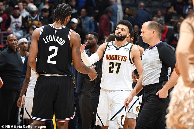 Jamal Murray (center) was the leading scorer for the Nuggets when they beat the Clippers