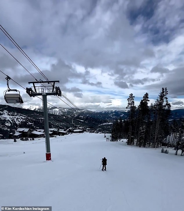 On the slopes: the bachelor also posted a video of someone skiing