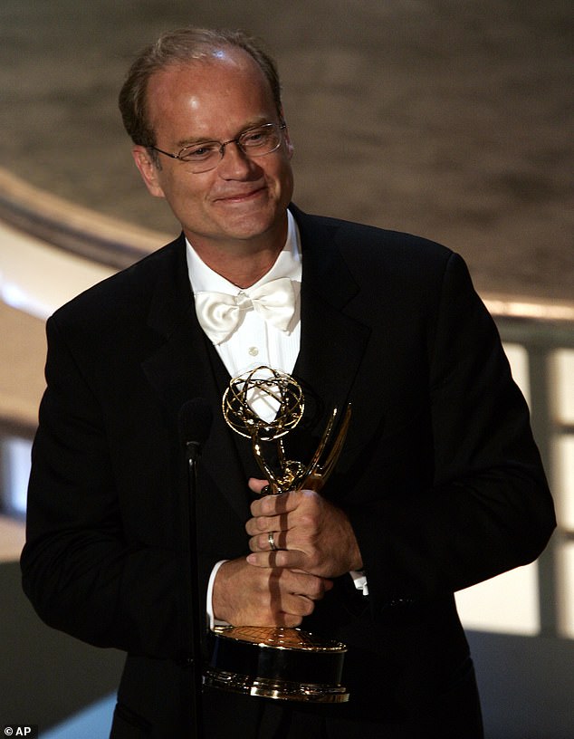 Claims: Sources said Grammer believes his star power alone will bring fans back to the reboot.  Pictured: Grammer accepting an Emmy during the final season of the old show in 2004