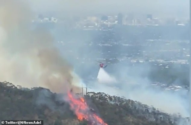 Water tanks were deployed as the raging fire made its way towards the city of Montacute, SA