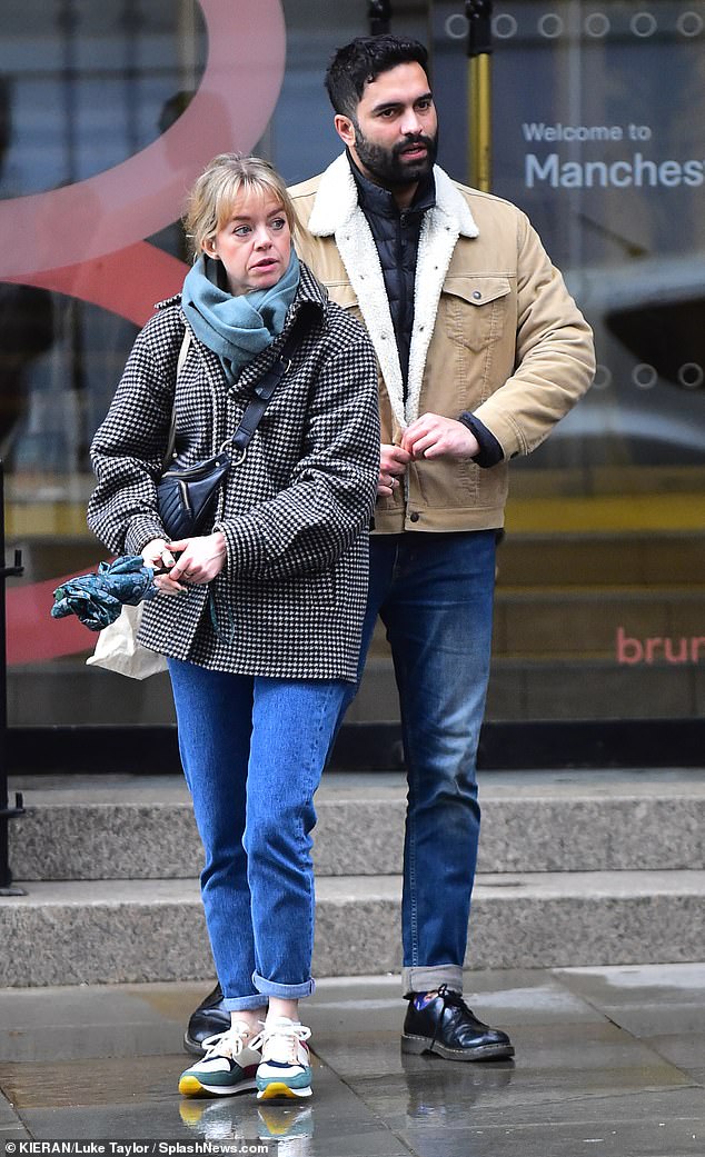 Stylish: Georgia, who recently 'split' from her partner of 14 years, Mark Letheren, looked effortlessly chic in blue jeans and a black plaid jacket