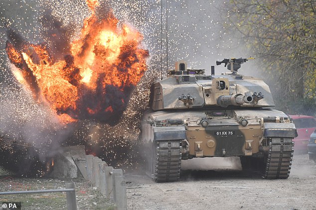 A Challenger 2 main battle tank during a ground combat demonstration (file photo)