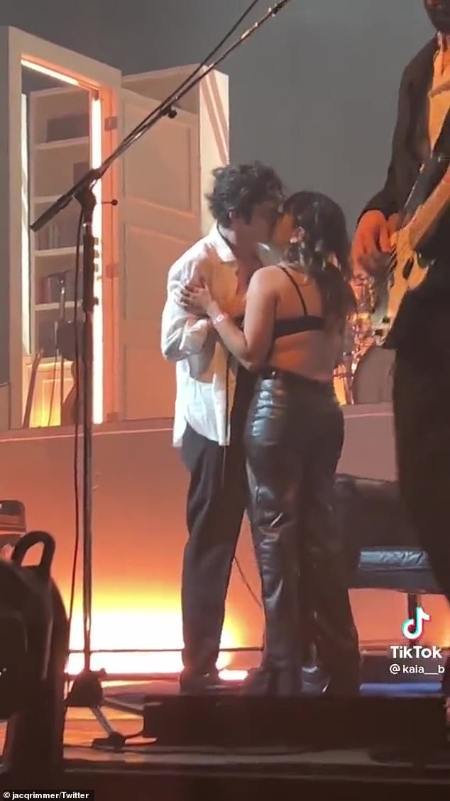 Causing a stir: It's not the first time the singer has engaged in promiscuous activities during the group's shows, regularly kissing both male and female fans on stage.