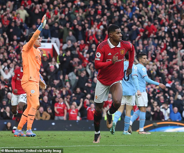 Rashford scored for the ninth straight home game despite taking a hit in the first half