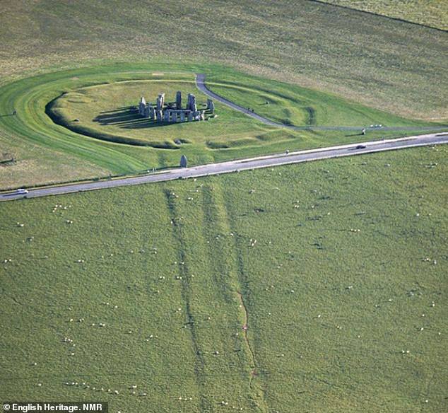 The Stonehenge Avenue (pictured) is formed of ditches that extend 1.5 miles from the standing stones¿ north-eastern entrance to West Amesbury.